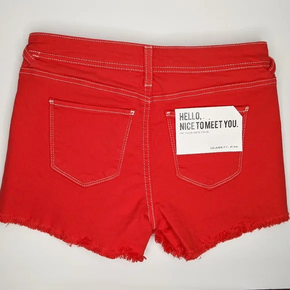 Celebrity pink denim‎ shorts, red - Picture 2 of 8